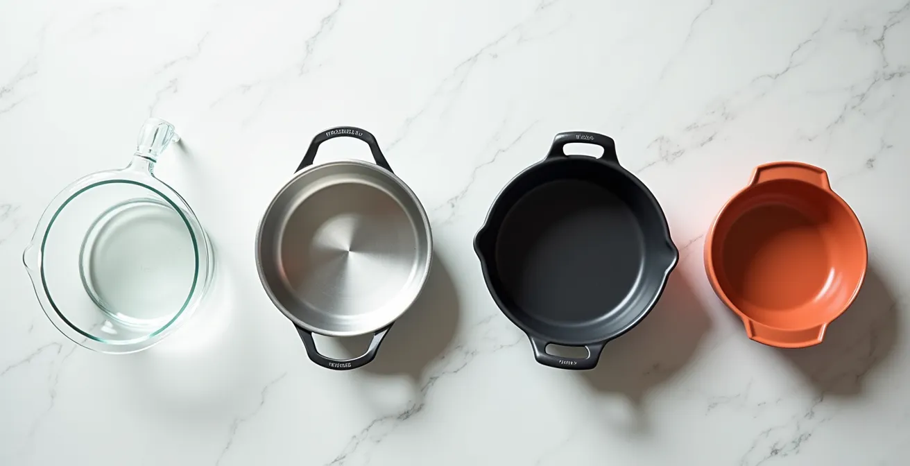 Vue comparative de différents moules montrant l'absorption de chaleur selon les matériaux