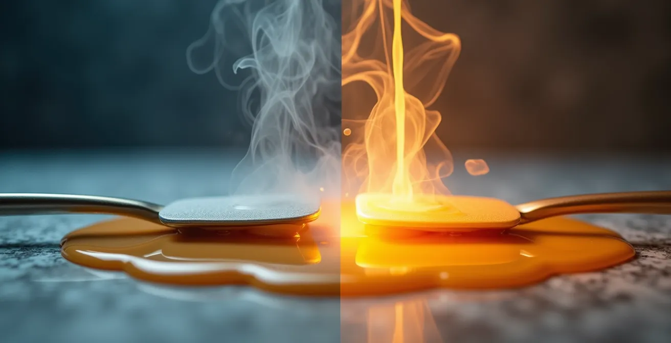 Deux maryses côte à côte, l'une en silicone platine brillante, l'autre en caoutchouc mat, avec caramel doré