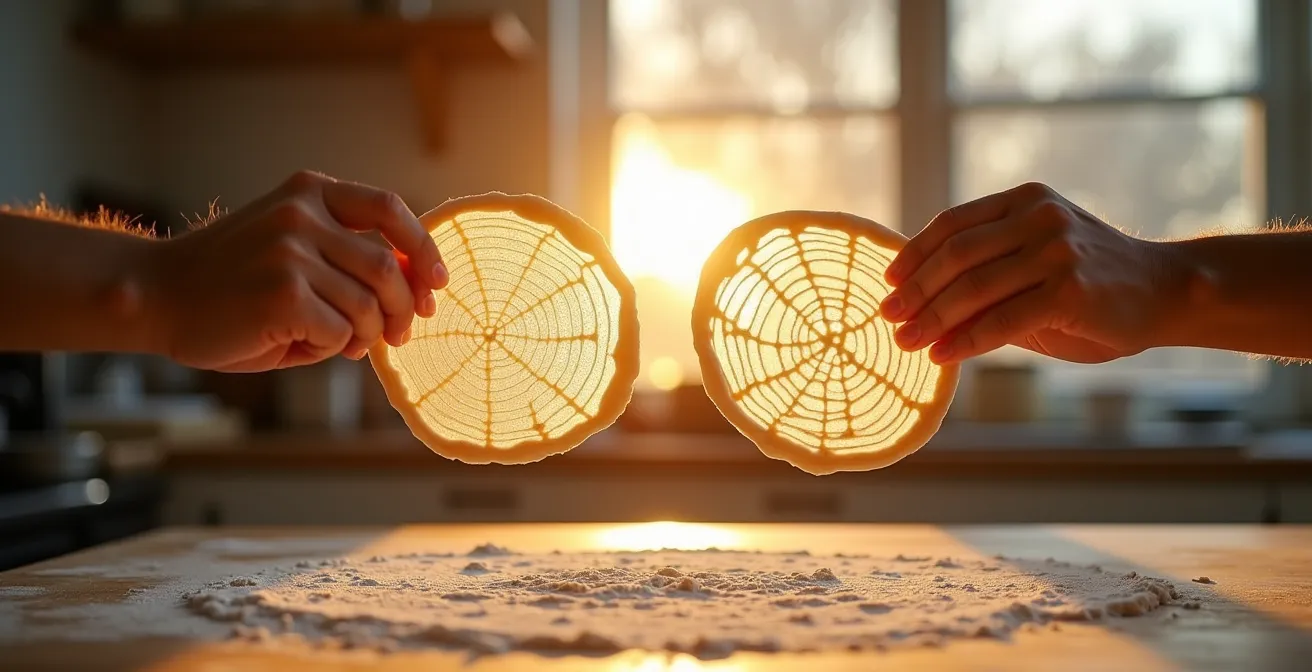 Structure du réseau de gluten dans la pâte feuilletée montrant l'effet du repos